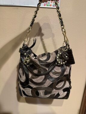 Coach Brooke Inlaid C Leather Signature Brown Shoulder Bag 2009 Rare